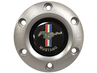 S6 Brushed Horn Button with Ford Mustang Running Pony Emblem