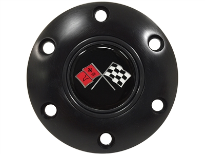 S6 Black Horn Button with Cross Flags Emblem