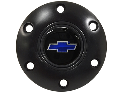 S6 Black Horn Button with Blue Chevy Bow Tie Emblem