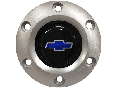 S6 Brushed Horn Button with Blue Chevy Bow Tie Emblem