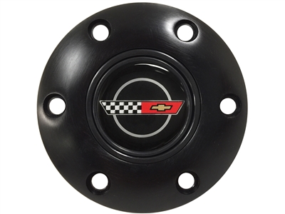 Auto Pro USA , C4 , Corvette , horn button , black , chrome , Brushed , deluxe , S6 , S9 , 1984 , 1985 , 1986 , 1987 , 1988 , 1989 , 9768586 , 17983747