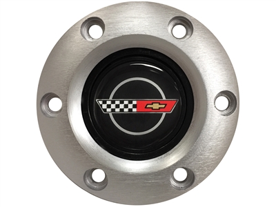 Auto Pro USA , C4 , Corvette , horn button , black , chrome , Brushed , deluxe , S6 , S9 , 1984 , 1985 , 1986 , 1987 , 1988 , 1989 , 9768586 , 17983747