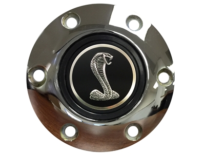 Auto Pro USA , Volante , Ford , Mustang , Tiffany Snake , Cobra , Horn Button , 6 Bolt , after market , deluxe , black , chrome , brushed