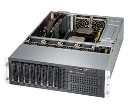 Supermicro 3U SuperChassis CSE-835BTQ-R1K28B GPU/MIC Server 8 Hot-swap 3.5'' SAS/SATA drive bays 2x5.25" Drive Bays 7 Full Height Full Length expansion Redundant 80 PLUS Platinum Power Supply optional battery backup power Full Warranty