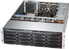 Supermicro 3U SuperChassis CSE-836BHA-R1K28B 16 Hot-swap 3.5'' SAS drive bays Mini-I-pass optional 2 2.5" rear Hot-swap SAS Drive Bays Redundant 80 PLUS Platinum Power Supply Full Warranty