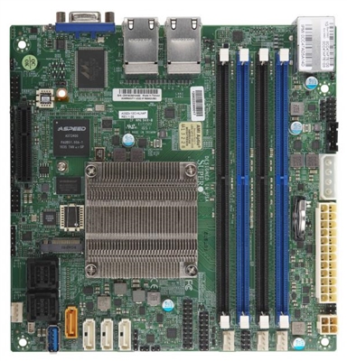 Supermicro A2SDI-16C-HLN4F Motherboard Mini-ITX, Single Socket FCBGA 1310 supported, CPU TDP support 32W, Intel Atom Processor C3955, 16-Core Denverton, Quad 1GbE LAN, IPMI, System on Chip, Up to 256GB Registered ECC DDR4-2400MHz