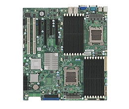 Super Micro computer super server board H8DIi+ up to two Six-Core / Quad-Core     AMD Opteronâ„¢ 2000 Series (Socket F) support, HT3.0 Link support Motherboard