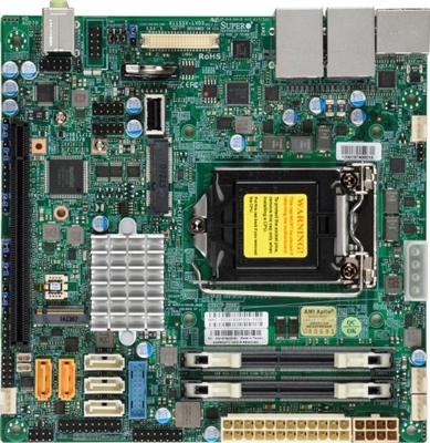 Supermicro X11SSV-LVDS Motherboard Mini-ITX vPro AMT, Embedded, Single socket H4 (LGA 1151) supports Intel 7th/6th Gen. Core i7/i5/i3 series, Intel Celeron and Intel Pentium Intel Q170 Express chipset Up to 32GB Unbuffered Non-ECC SO-DIMM DDR4 2400MHz