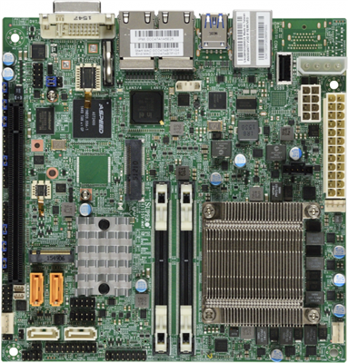 Supermicro X11SSV-M4F Motherboard Mini-ITX Skylake-H, Intel VHD, IPMI, Intel Xeon processor E3-1585 v5, Single socket FCBGA 1440, 4-Core, 8 Threads, 65W Intel C236 chipset Up to 32GB ECC Unbuffered SO-DIMM DDR4 2133MHz; 2 DIMM slots