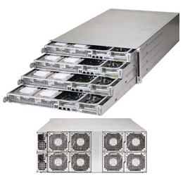 Supermicro FatTwin 4U SYS-F617H6-FTPTL+ Server Dual socket R (LGA 2011) supports Intel Xeon processor E5-2600 IPMI 8 Fixed 3.5" SAS/SATA HDD Bays + 4 Fixed 3.5" SATA HDD BaysAdditional 2 Fixed 2.5" SATA HDD Bays optional 1620W Redundant PS Full Warranty