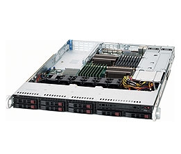 Supermicro 1U  Server SYS-1026T-6RF+ Barebone Dual 1366-pin LGA Sockets Supports up to two Intel 64-bit Xeon processors Intel 82576 Dual-Port GbE 8 x 2.5" Hot-swap SAS/SATA Drives 700W Gold-Level Redundant Power Supply Full Warranty