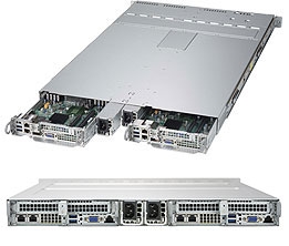 Supermicro SYS-1029TP-DC1R 1U TwinPro Server, 1U Rackmount, Dual socket P LGA 3647, Dual UPI, Flexible Networking support via SIOM, Two hot-pluggable system nodes