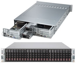 Supermicro Superserver SYS-2027TR-D70FRF 2U Dual socket R (LGA 2011) supports Intel Xeon processor E5-2600 Intel i350 Dual port GbE 3x PCI-E 3.0 slots via riser card 12x Hot-swap 2.5" SAS HDD Bays 1280W Redundant Power Supplies Full Warranty