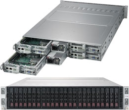 Supermicro SYS-2029TP-HTR SuperServer/ TwinPro/ 2U Rackmount/ X11DPT-PS Moterhboard/ Dual LGA 3647/ Intel C621/ SATA3/ 4x Hot-pluggable Systems/ Flaxible Networking Support/ Titanium level redundant power supply