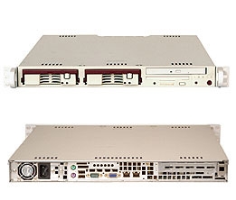 Supermicro 1U Server Server SYS-5015M-T Barebone Single LGA775 ZIF Socket Supports an Intel Pentium D processor  ATI RageXL Graphics 2x Intel 82573V Tekoa PCI-e GbE LAN port 2x 3.5" Hot-swap SATA Drive Bays 300W Power Supply Full Warranty