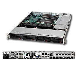 Supermicro 1U Server SYS-6016T-6F Barebone Dual 1366-pin LGA Sockets Supports up to two Intel 64-bit Xeon processors Dual Intel 82574L GbE 4 x 3.5" Hot-swap SAS/SATA Drive Bays 560W Gold Level Power Supply Full Warranty