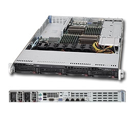 Supermicro 1U Server SYS-6016T-NTRF4+ Barebone Dual 1366-pin LGA Sockets Supports up to two Intel 64-bit Xeon processors 2x Intel 82576 Dual-Port (4 ports) GbE 4 x 3.5" Hot-swap SATA Drive Bays 700W Gold-Level Redundant Power Supply Full Warranty