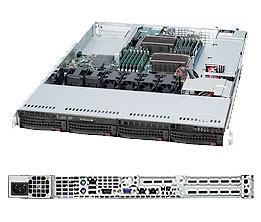 Supermicro 1U Server SYS-6016T-UF Barebone Dual 1366-pin LGA Sockets Supports up to two Intel 64-bit Xeon processors Intel 82576 Dual-Port GbE 4 x 3.5" Hot-swap SATA Drive Bays 560W High-efficiency Power Supply Full Warranty