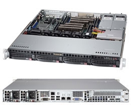 Supermicro 1U Server SYS-6017R-M7RF Barebone LGA 2011 Dual socket R supports Intel Xeon processor E5-2600 E5-2600 v2 family Intel i210 Dual port GbE IPMI 2.0+ KVM with Dedicated LAN 4x Hot-swap 3.5" SAS HDD Bays 400W Redundant Power Supplies Full Warranty