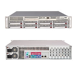 Supermicro 2U Server SYS-6025B-8R+ Dual Intel 64-bit Xeon Quad-Core or Dual-Core, with 667 / 1066 / 1333MHz FSB Intel (ESB2/Gilgal) 82563EB Dual-port GbE (4+4) x 1" Hot-swap U320 SCSI Drive Trays 700W High-efficiency Redundant Power Supply Full Warranty