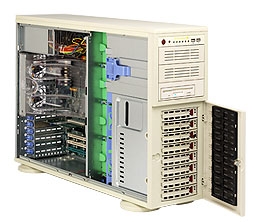 Supermicro Intel 4U SYS-7044A-82 Dual 604-pin FC-mPGA4 Sockets Supports up to two Intel 64-bit Xeon processor Intel 82546GB Dual-port GbE SAS Zero Channel RAID 8 x 3.5" hot-swap Ultra320 SCSI Drive Bays  645W Low-Noise Power Supply Full Warranty