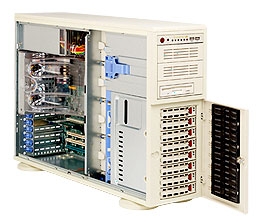 Supermicro Intel 4U SYS-7044H-82  Dual 604-pin FC-mPGA4 Sockets Supports up to two Intel 64-bit Xeon processor Intel 82546GB Dual-port GbE SAS Zero Channel RAID 8 x 3.5" hot-swap Ultra320 SCSI Drive Bays Triple-Redundant 650W power supply Full Warranty