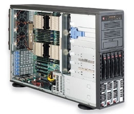 Supermicro Intel 4U SYS-8047R-7RFT+ Quad socket R LGA 2011 supports Intel Xeon processor E5-4600 Intel i350 Dual port GbE LAN 5x 3.5" Hot-swap SAS2/SATA3 HDD Bays and 3x 5.25" peripheral bays 1400W Redundant Digital PS Full Warranty