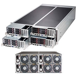 Supermicro FatTwin 4U SYS-F627G2-F73PT+ Server Dual socket R (LGA 2011) supports Intel Xeon processor E5-2600 IPMI 2.0 6x 2.5" Hot-swap SAS HDDs SAS2 support via LSI 2308 1620W Redundant Power Supplies Full Warranty