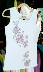 Christine Alexander White Tank w/Pink Flowers