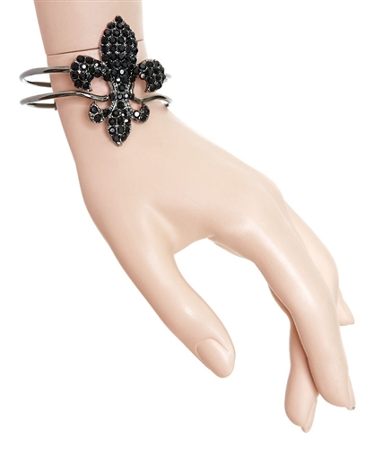 beautiful_black_crystal_metal_Fleur_De_Les_bracelets