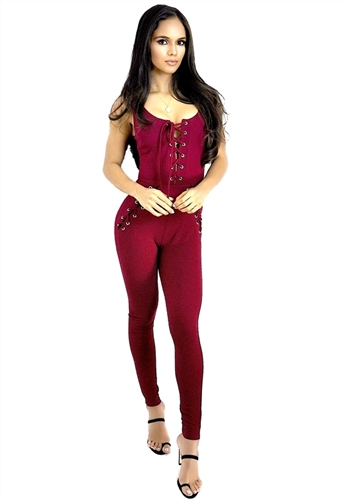 sexy _burgundy_lace_up_jumpsuit