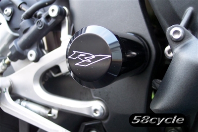 1999-2006 Yamaha R1 Black Limited Edition Billet Aluminum Clutch Slider - R1 Logo End Cap