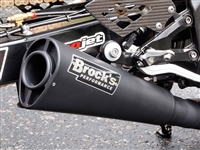 2010-2014 BMW S1000RR/R Brock's Alien Head 2 Full Exhaust System 14" Black Muffler (397801)