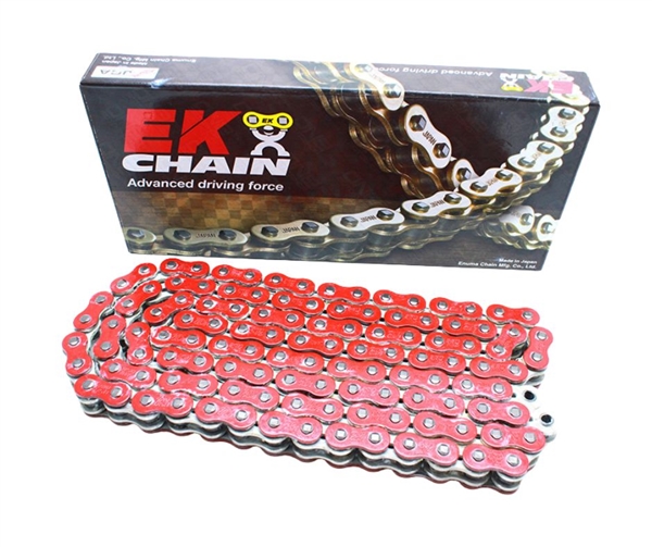 EK 520 MVXZ2 120 link X-Ring Chain with Clip Master Link - Red
