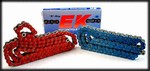 EK 530 MVXZ, 120 link X-Ring Chain with Rivet X-Ring Master Link - Blue