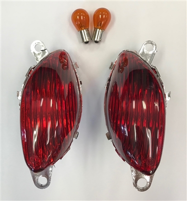 Clear Alternatives 1999-2007 Suzuki GSX 1300R Hayabusa Red Front Turn Signals - Ribbed (CTS-0004-C-R)