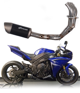 2009-2014 Yamaha R1 Graves Motorsports Full Stainless Steel Oval Exhaust System - Conical End Cap - Low Mount (EXY-09R1-FSCL)