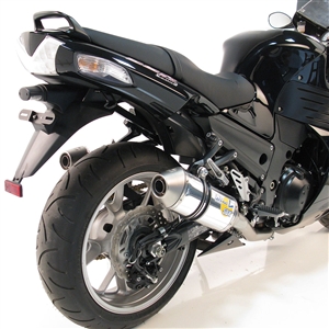 2008-2011 Kawasaki Ninja ZX14 Leo Vince SBK Oval Racing Aluminum Unlimited with Conical End Caps Slip On Exhaust - Dual Canisters (8192)
