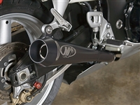 1999-2007 Suzuki Hayabusa 1300 M4 GP Retro Drag Slip On Exhaust System w/ Twin Black Mufflers (SU9422)