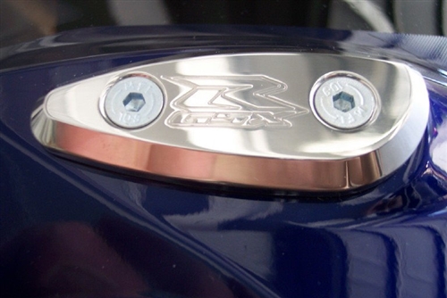 2000-2005 Suzuki GSXR750 Polished Mirror Block Off Plates - GSXR Logo