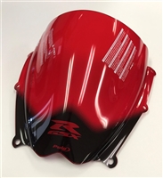 2007-2008 Suzuki GSXR1000 Puig Racing Double Bubble Windshield / Windscreen (4363R) - Red (GSXR & Puig Logo at bottom)