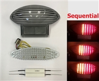 Clear Alternatives 2003-2006 Suzuki GSX 750F KATANA SMOKE Tail Light Lens and LED Board with Integrated Signals - Sequential (Ribbed) (CTL-0018-QC-S)