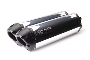 Kawasaki 2007-2009 Z1000 Two Brothers Racing Dual Slip On Exhaust System Black Series M2 Aluminum Canister (005-1770406V-B)