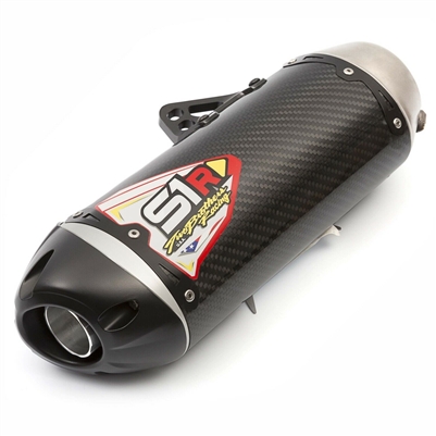 2014-2016 Honda Grom Two Brothers Racing Full Exhaust System S1R - Carbon Fiber Canister, Red S1R Badge (005-3740105-S1)