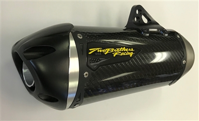 2014-2016 Honda Grom Two Brothers Racing Full Exhaust System S1R - Carbon Fiber Canister, Yellow Badge (005-3740105-S1)