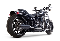 2006-2014 Harley Davidson Softail Breakout Two Brothers Comp-S Slip On Exhaust System Dual Ceramic Black with Carbon Fiber End Cap (005-3760499D-B)