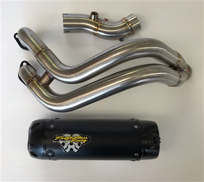 2015-2021 Yamaha FZ-07 / MT-07 / XSR700 Two Brothers Full Exhaust System - Cyclone - Oval Black Aluminum (005-40701-CY)