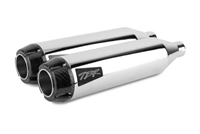 2004-2017 Harley Davidson Softail Deluxe / Slim Two Brothers Comp-S Slip On Exhaust System Dual Shorty SS with Carbon End Caps - Chrome (005-4360499D)