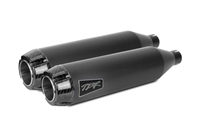 2004-2017 Harley Davidson Softail Deluxe / Slim Two Brothers Comp-S Slip On Exhaust System Dual Shorty SS - Carbon End Caps - Black (005-4360499D-B)