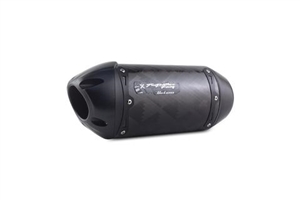 2017-2024 Kawasaki Versys X 300 Two Brothers Racing Slip On Exhaust System - S1R - BLACK Series - Carbon Fiber Canister (005-4840407-S1B)
